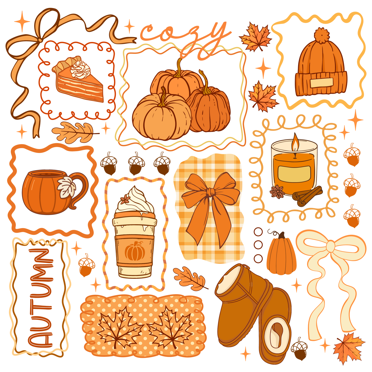 Cozy Autumn/Fall themed Tote Bag - Pumpkin, Candles, Coffee