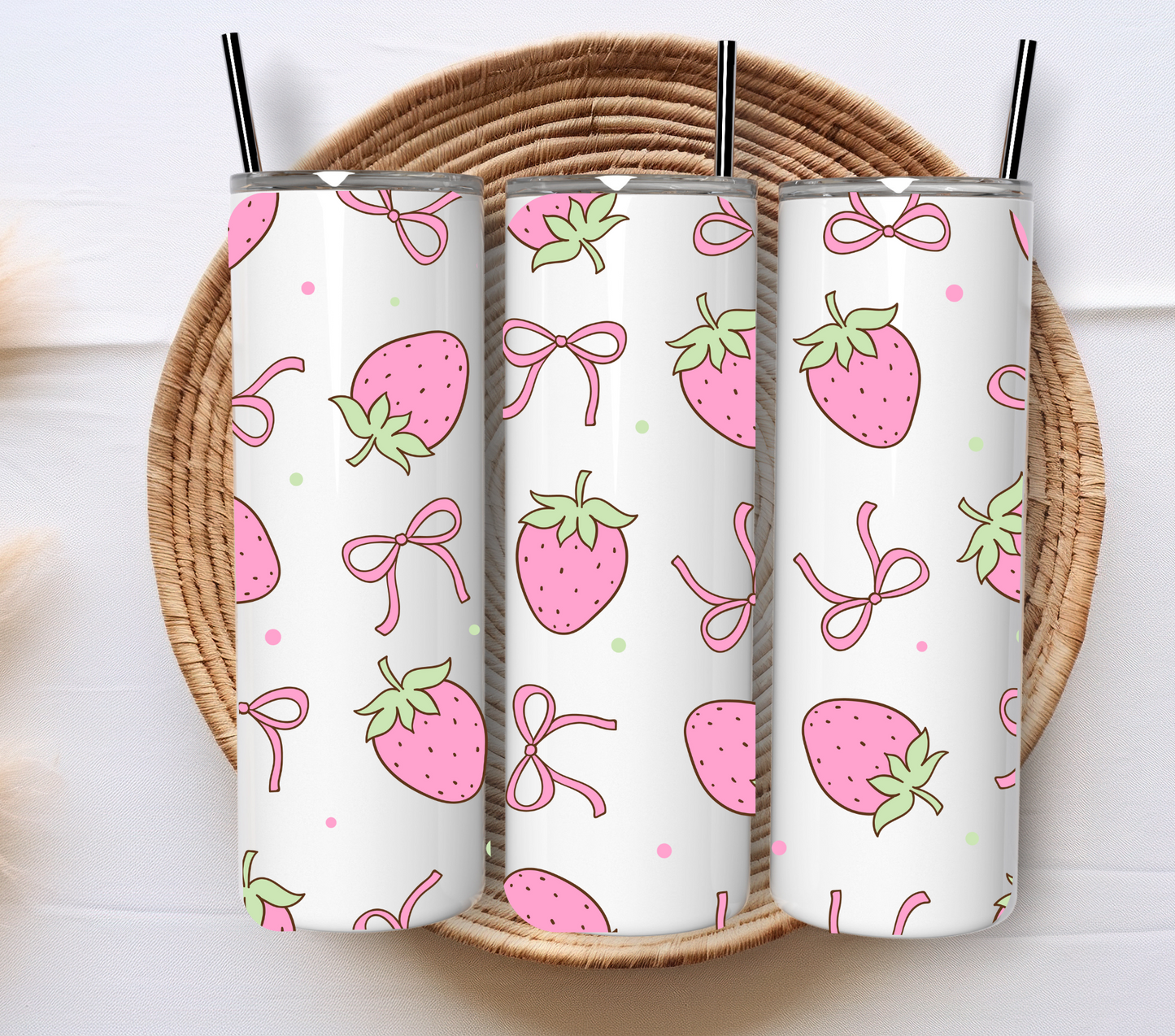 💕 750ml Stainless Steel Tumbler with Straw – Coquette Aesthetic 💕
