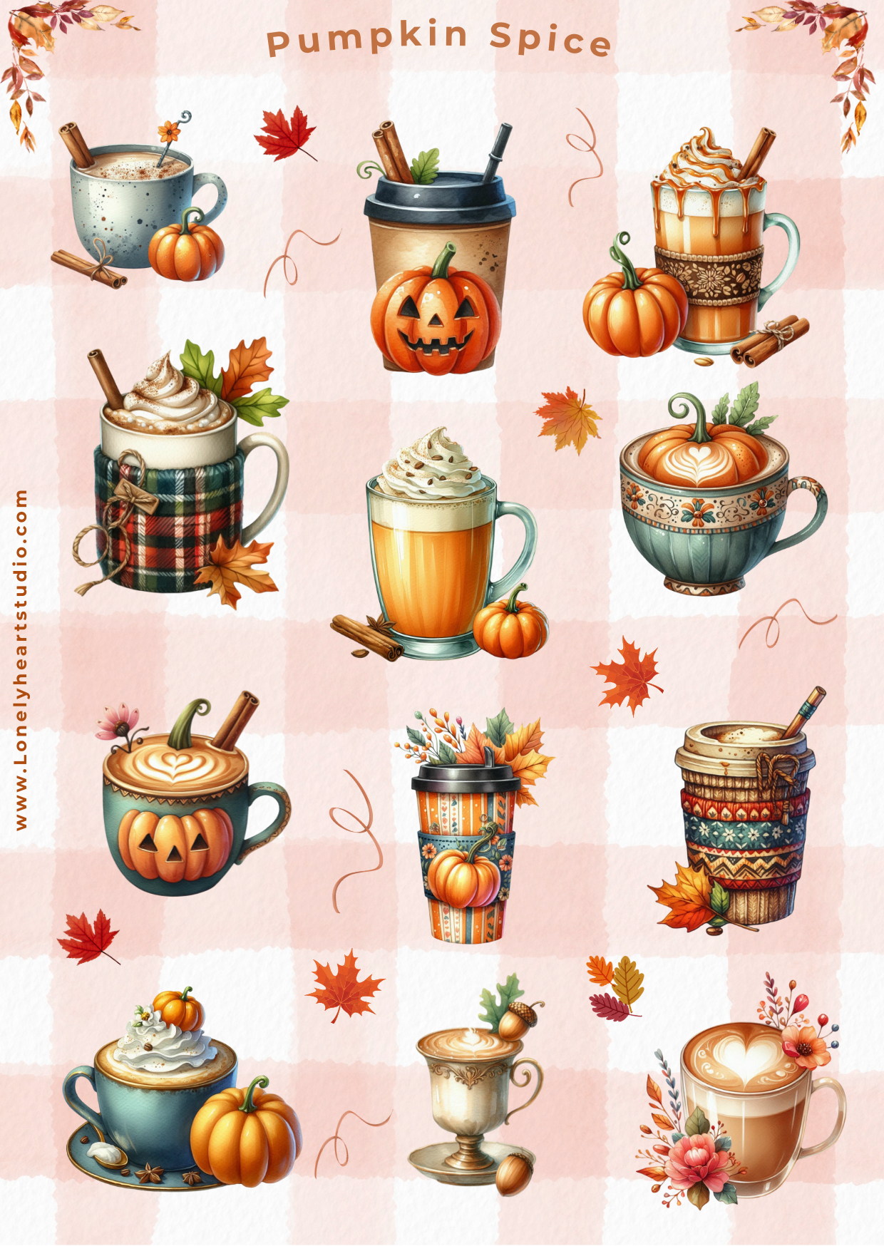 Pumpkin Spice seasonal A6 Sticker Sheet