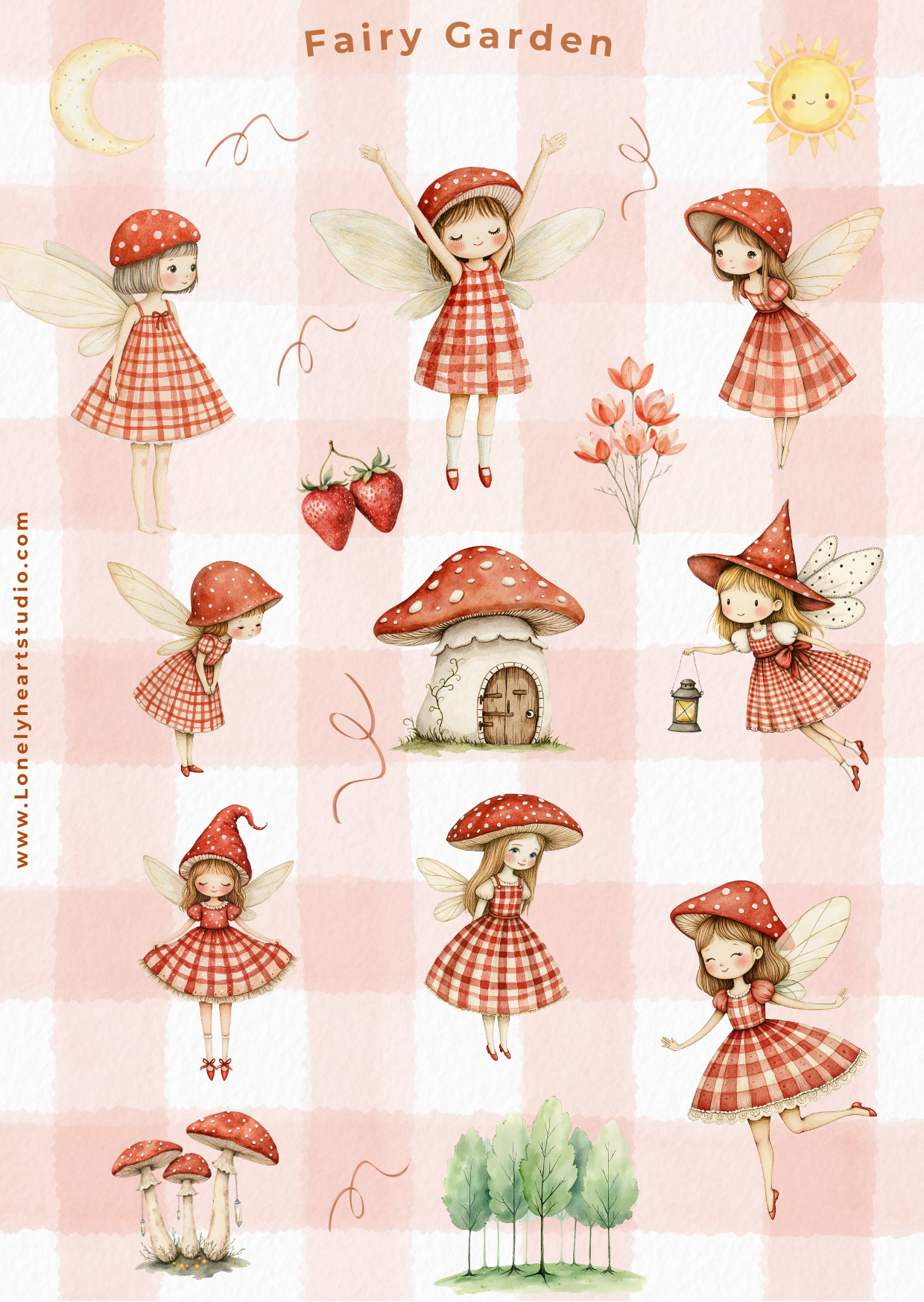 Fairy Garden Whimsical A6 Sticker Sheet