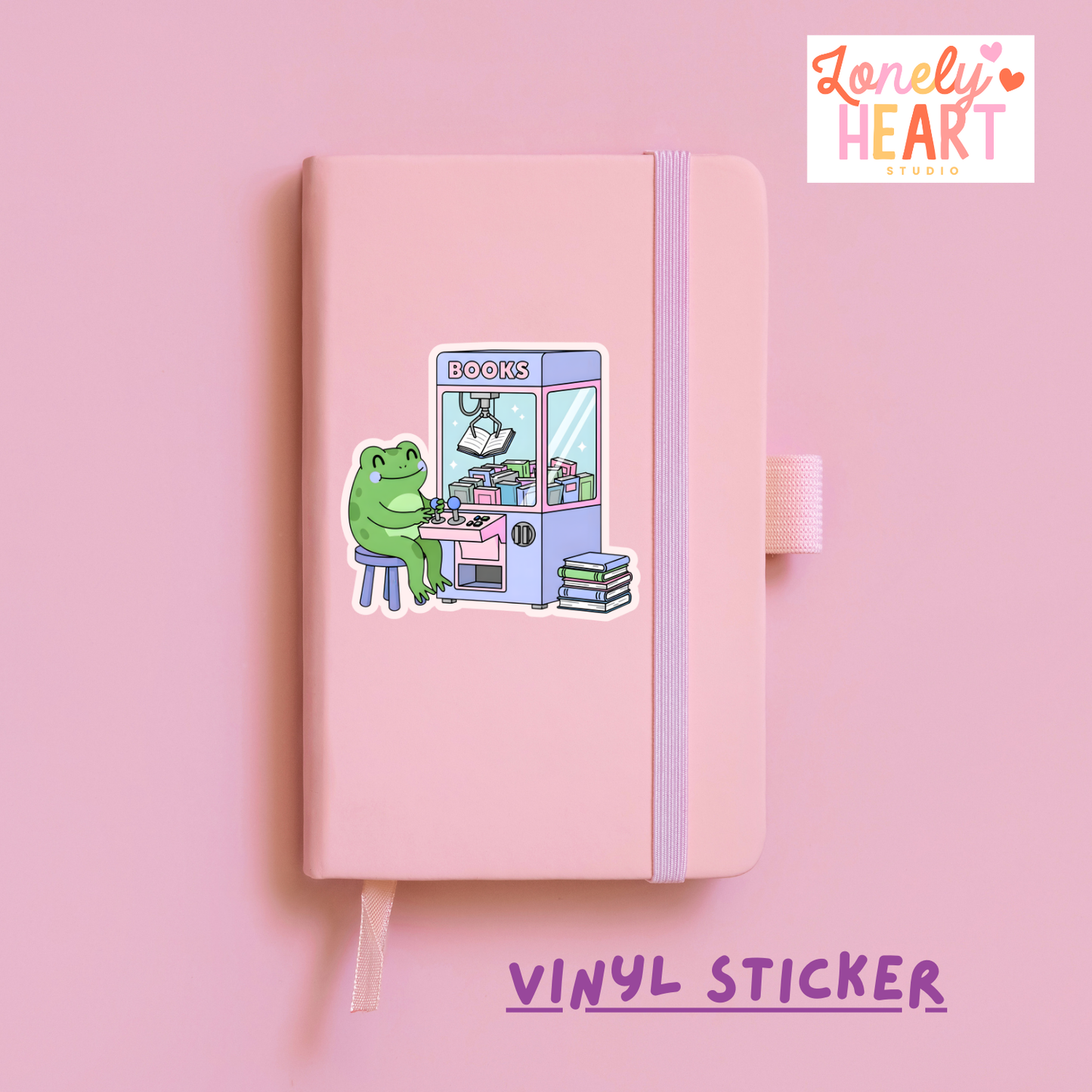 Bookish Claw Arcade Machine Vinyl Sticker – Cute Aesthetic 💜