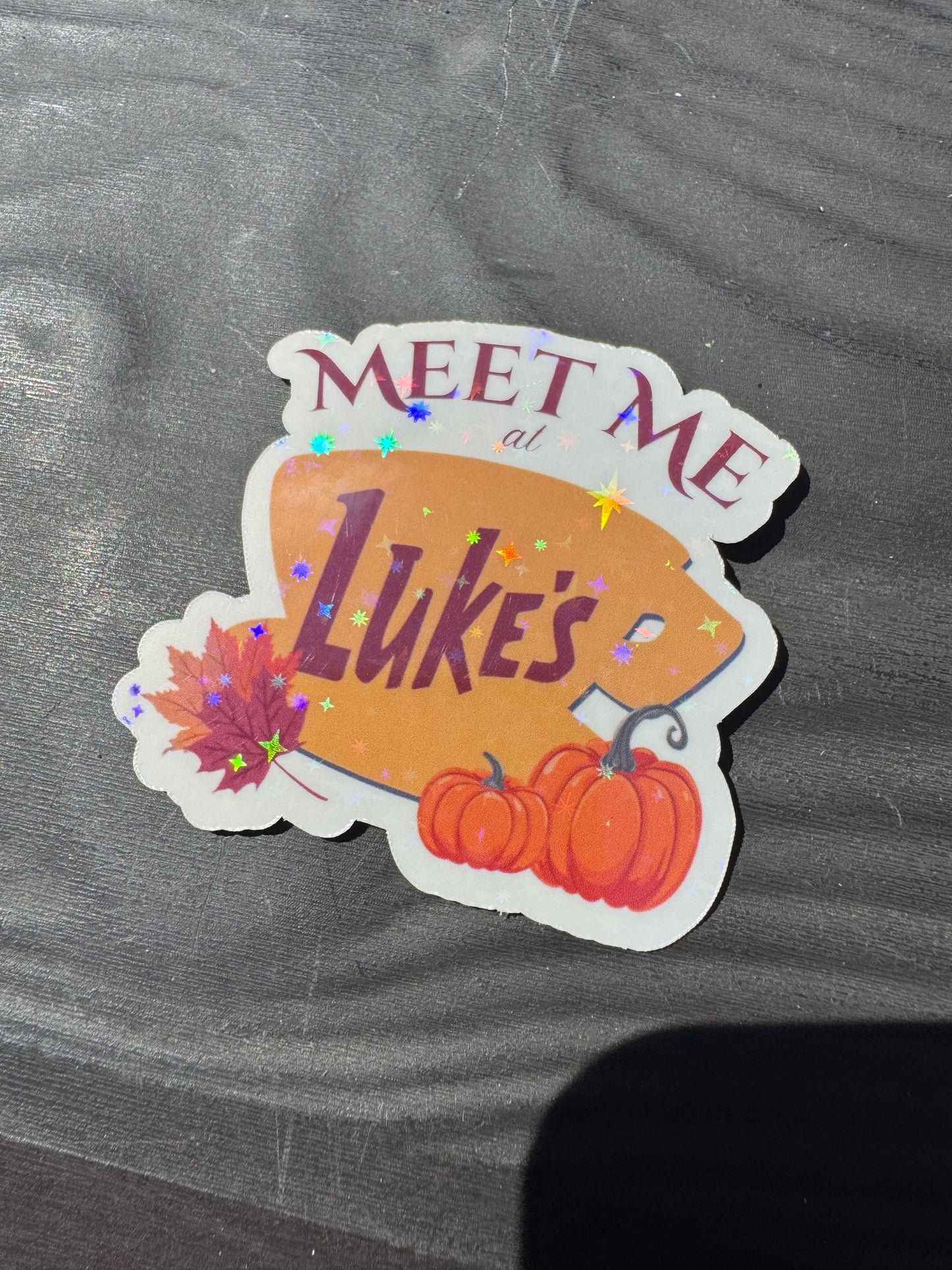 Gilmore Girls inspired 'meet me at Lukes' - Glitter Vinyl Sticker