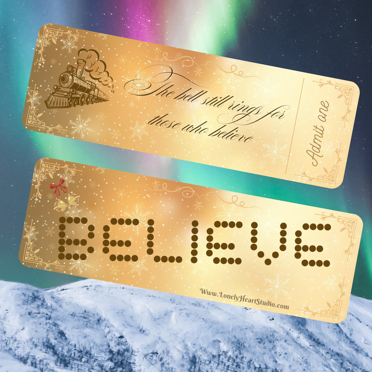 Believe - Polar Express Luxury Double sided Gold Bookmark
