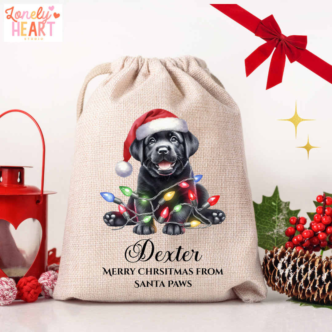 🎄 Personalised Dog Breed Christmas Santa Sack – Christmas Gift Bag