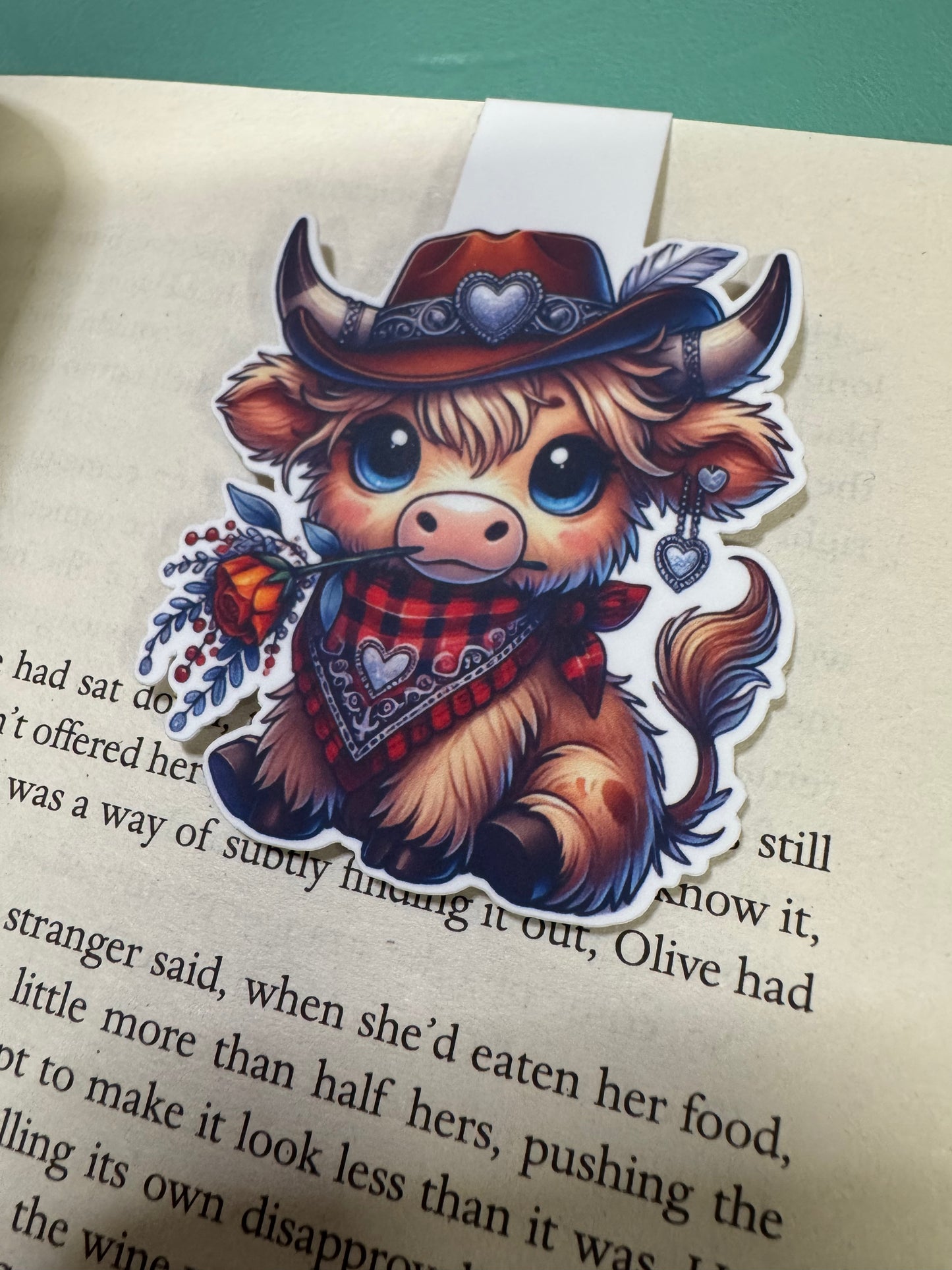 Highland Cow Cowboy Magnetic Bookmark