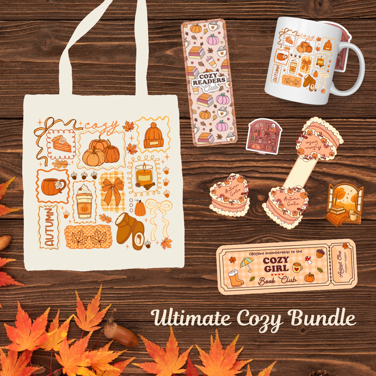 Cozy Collection Bundles - Tote, mugs, Bookmarks and Stickers