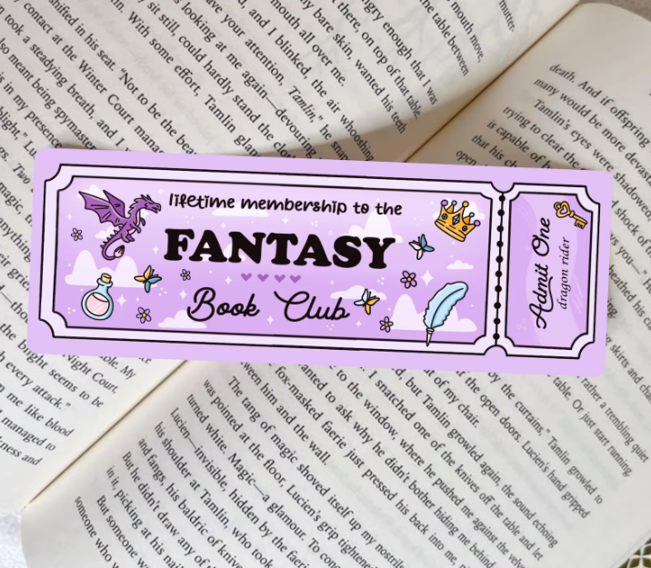 🐉 Lifetime Membership – Fantasy Book Club Dragon & Potion Ticket Bookmark 👑✨