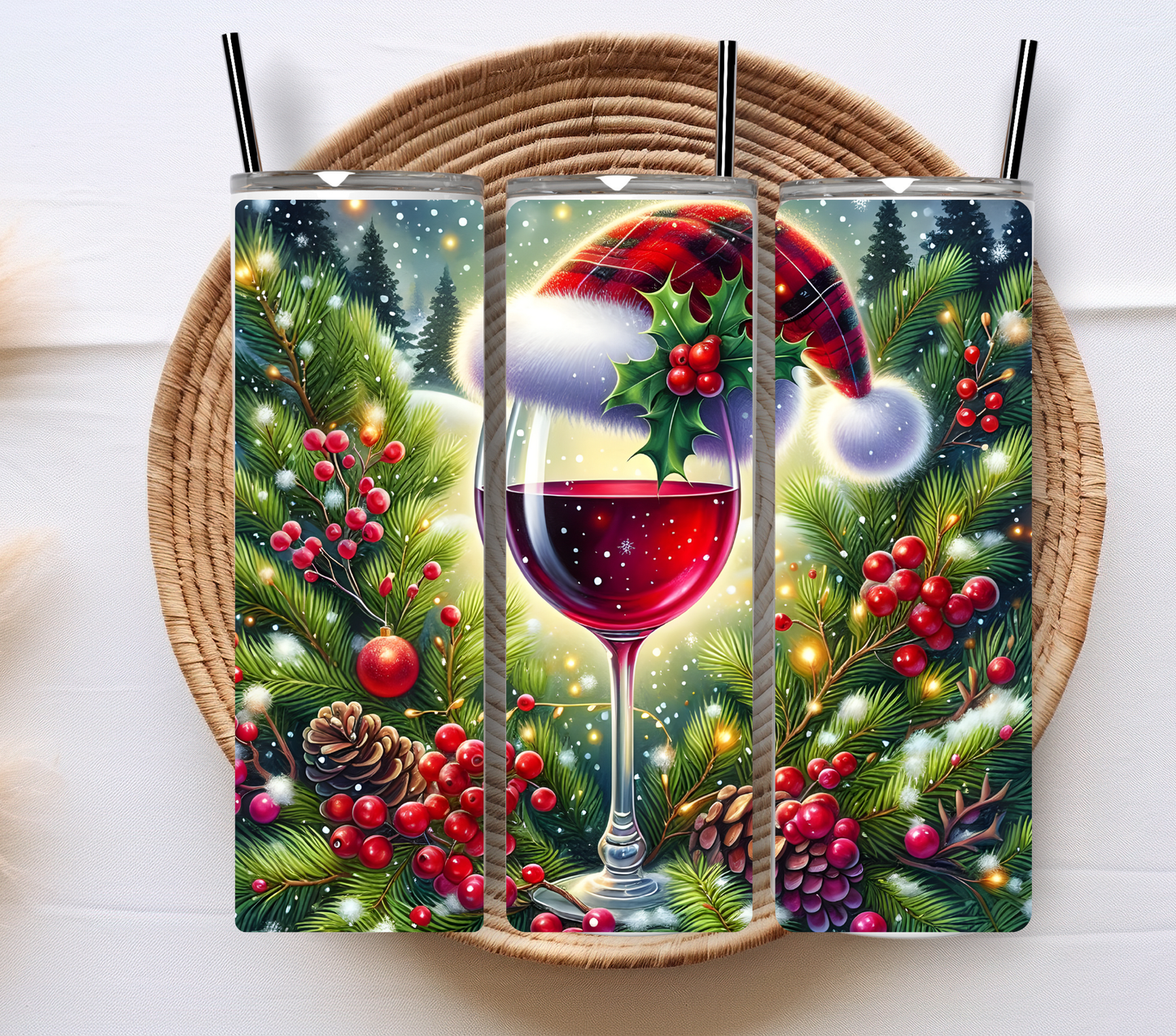 Christmas 20oz Tumbler – Festive Stainless Steel Insulated with metal straw - perfect for hot and cold drinks