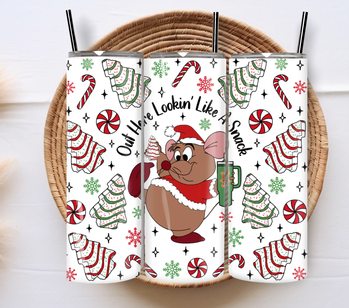 Christmas 20oz Tumbler – Festive Stainless Steel Insulated with metal straw - perfect for hot and cold drinks