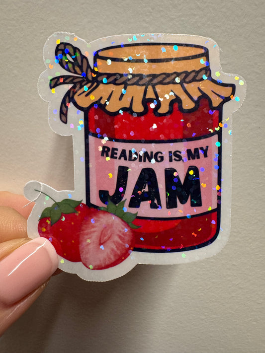 Reading is my Jam - Glitter Vinyl Sticker