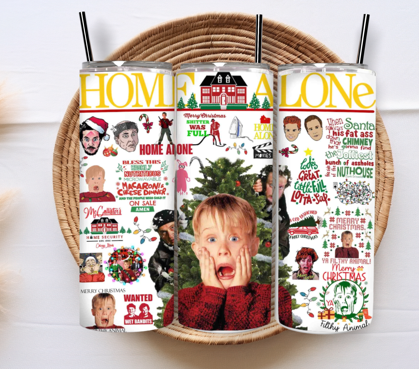 Christmas 20oz Tumbler – Festive Stainless Steel Insulated with metal straw - perfect for hot and cold drinks