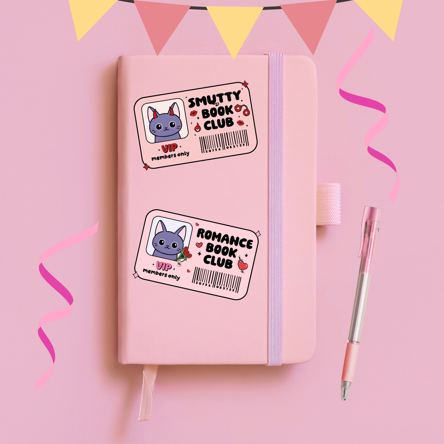 Book Club Membership card Vinyl Stickers - Late Night, True Crime, Romance and Smutty