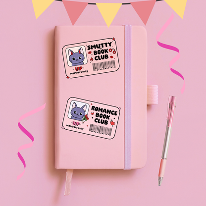 Book Club Membership card Vinyl Stickers - Late Night, True Crime, Romance and Smutty