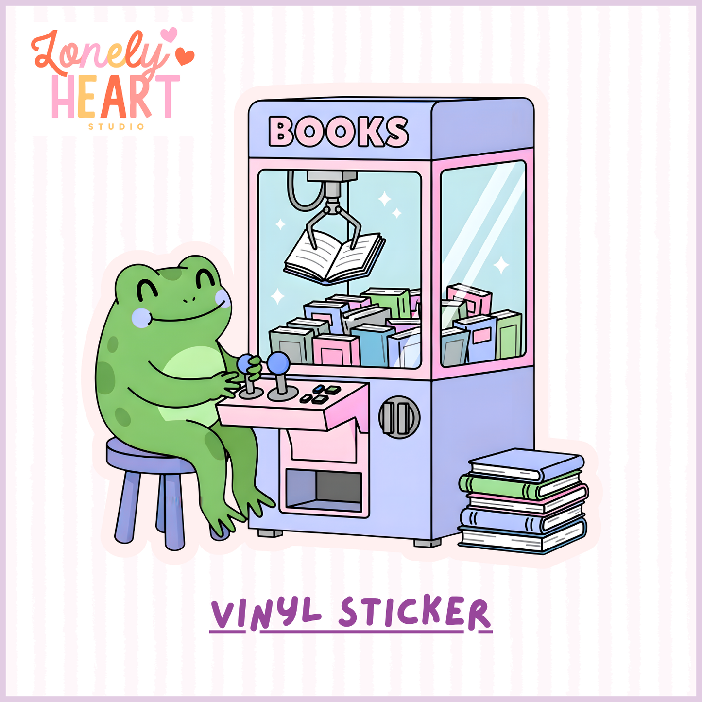 Bookish Claw Arcade Machine Vinyl Sticker – Cute Aesthetic 💜