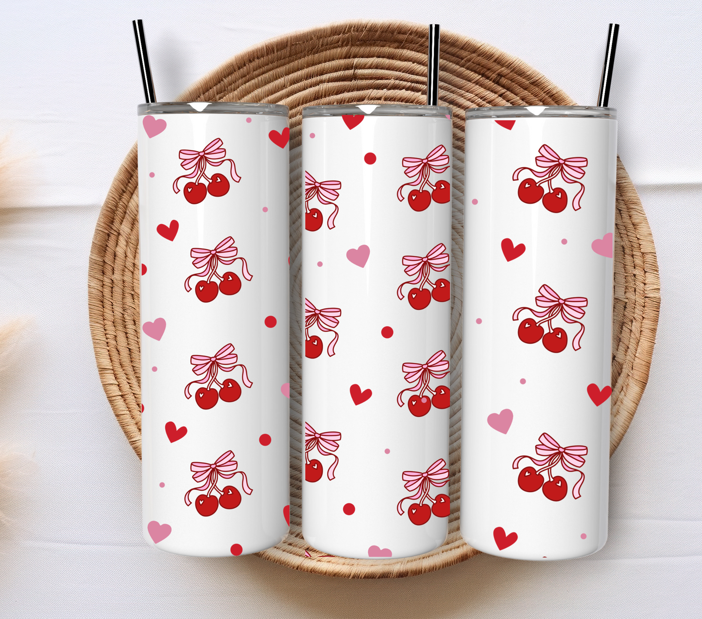 💕 750ml Stainless Steel Tumbler with Straw – Coquette Aesthetic 💕