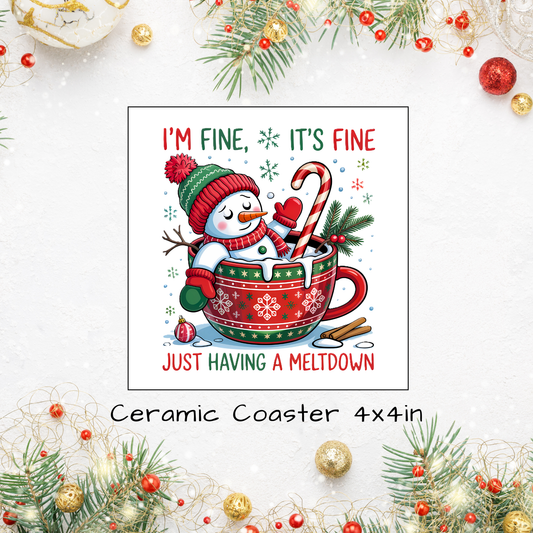 Christmas Themed Ceramic Square Coasters 4 x 4 inches - 10 designs to choose from