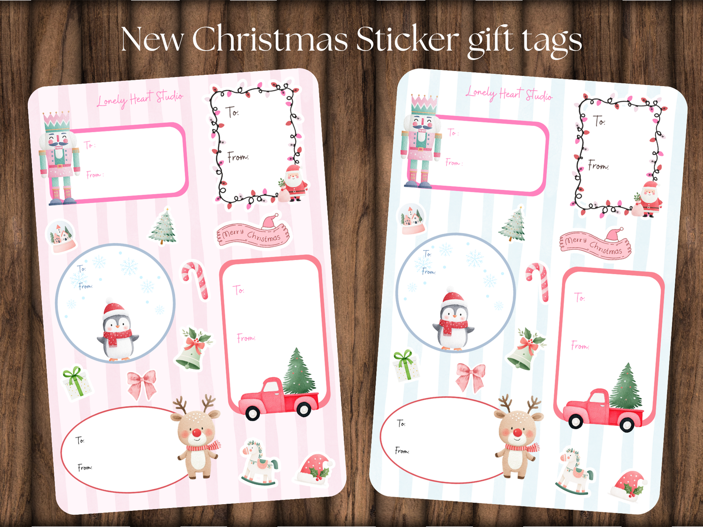 Christmas Holiday Sticker Gift Tags sheet - Cute, Seasonal Tags