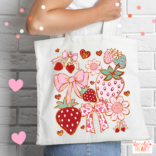 Strawberries & Bows Girly - Tote bag