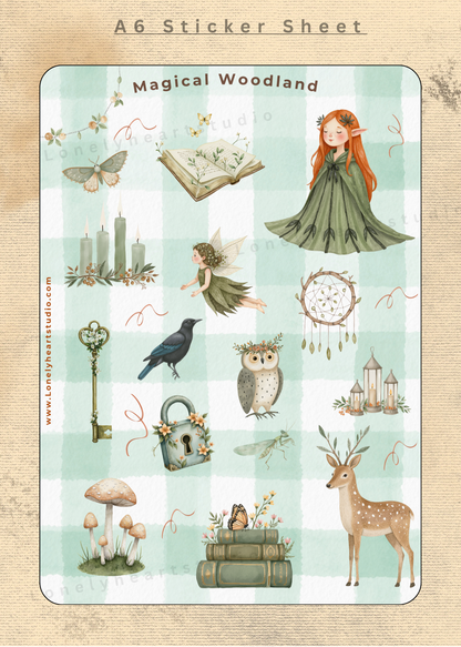 Magical Woodland Whimsical A6 Sticker Sheet