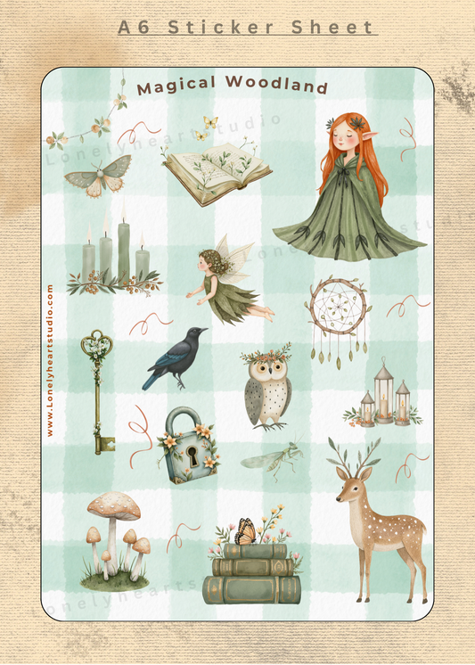 Magical Woodland Whimsical A6 Sticker Sheet