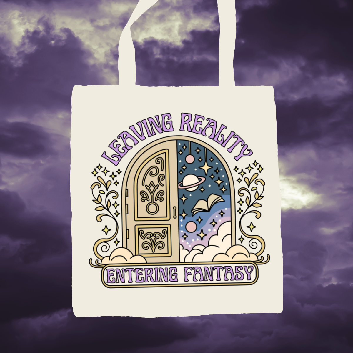 Leaving Reality Bookish Tote Bag | Long Handle