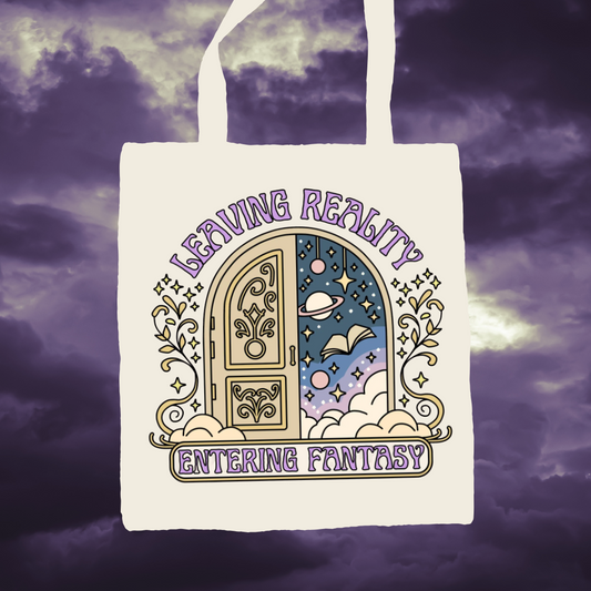 Leaving Reality Bookish Tote Bag | Long Handle