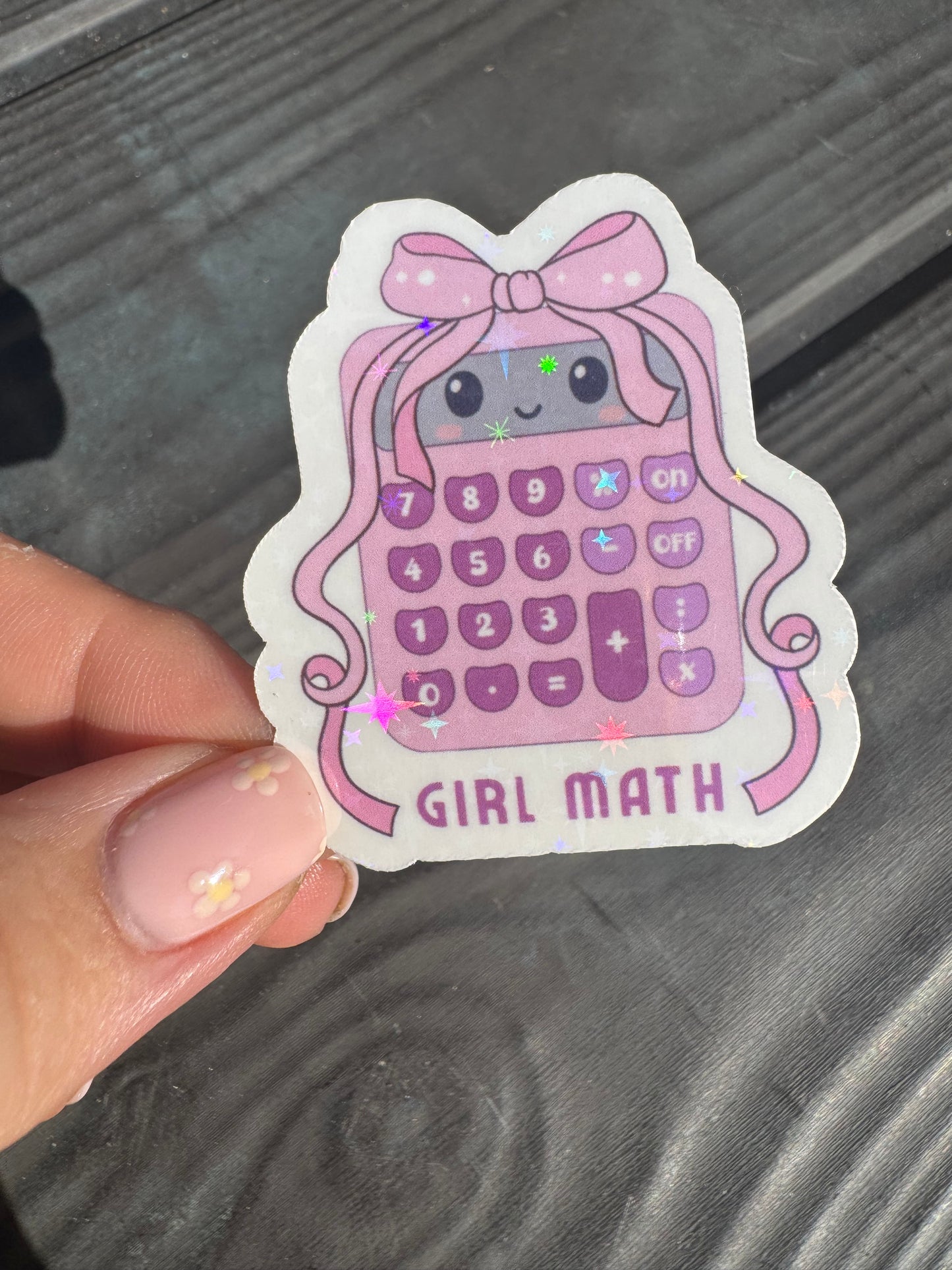 Girl Math Calculator Holographic vinyl sticker