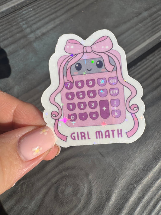 Girl Math Calculator Holographic vinyl sticker