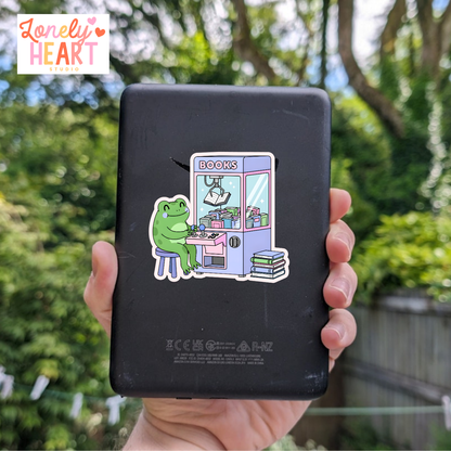 Bookish Claw Arcade Machine Vinyl Sticker – Cute Aesthetic 💜