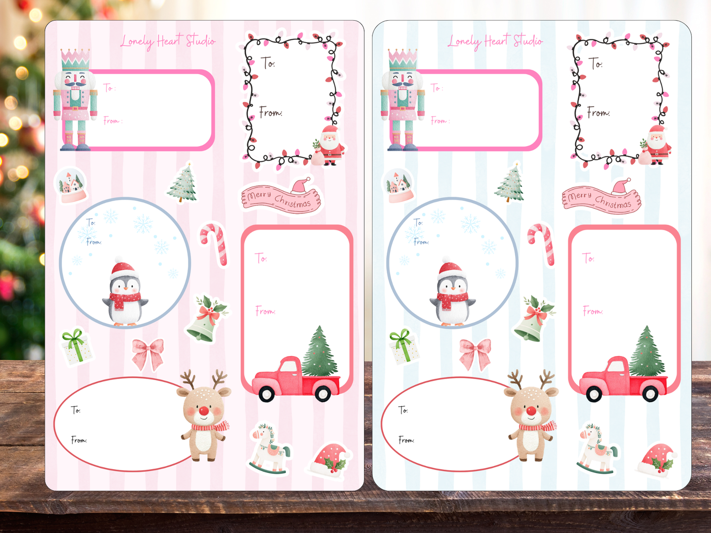 Christmas Holiday Sticker Gift Tags sheet - Cute, Seasonal Tags