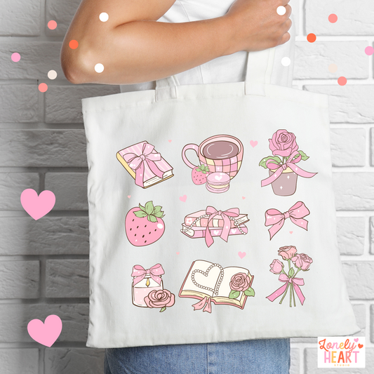 Coquette Bookish Pink Girly - Tote bag