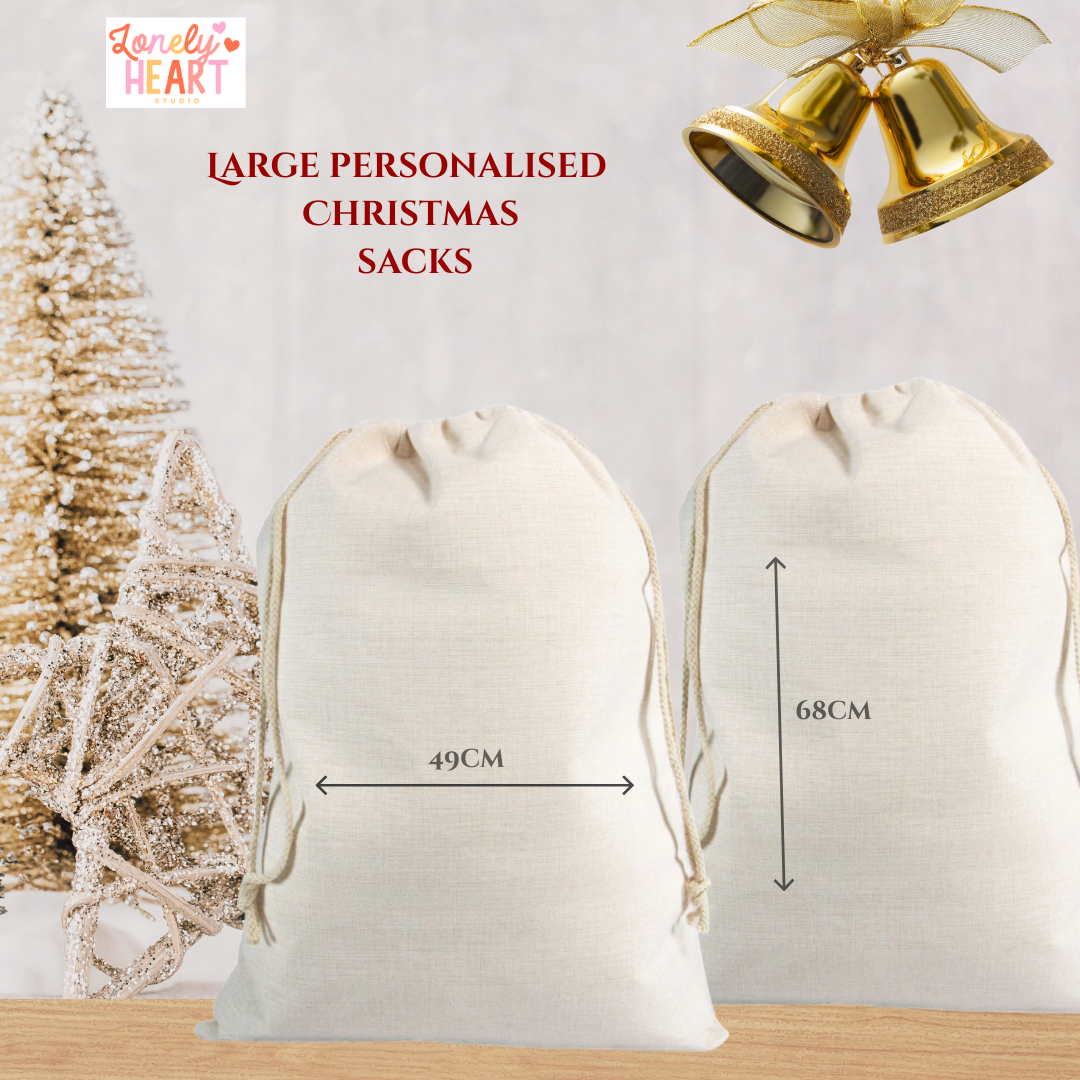 🎄 Personalised Initial Christmas Santa Sack – Christmas Gift Bag