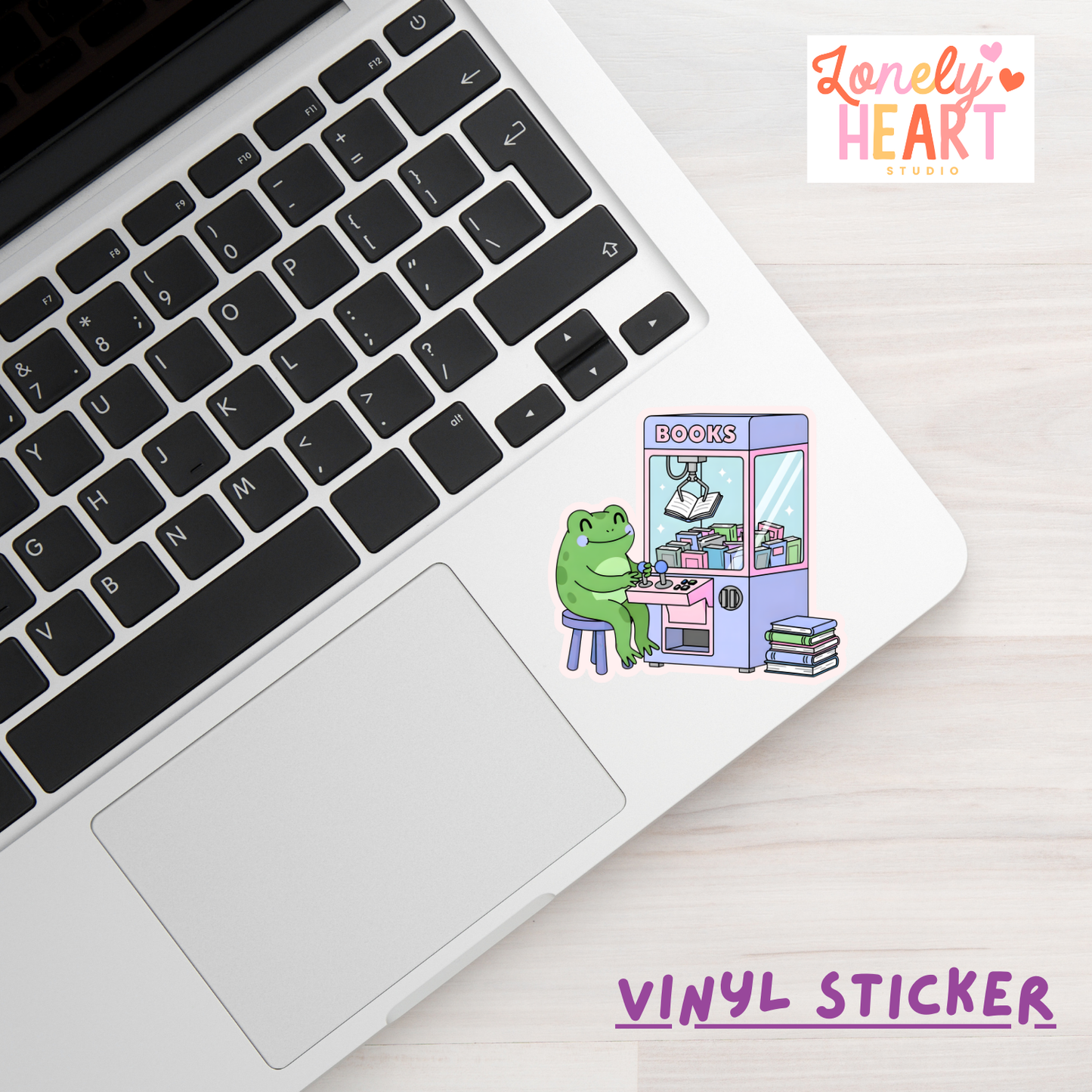 Bookish Claw Arcade Machine Vinyl Sticker – Cute Aesthetic 💜