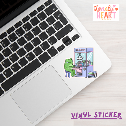 Bookish Claw Arcade Machine Vinyl Sticker – Cute Aesthetic 💜
