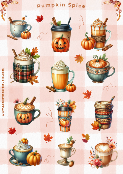 Pumpkin Spice seasonal A6 Sticker Sheet