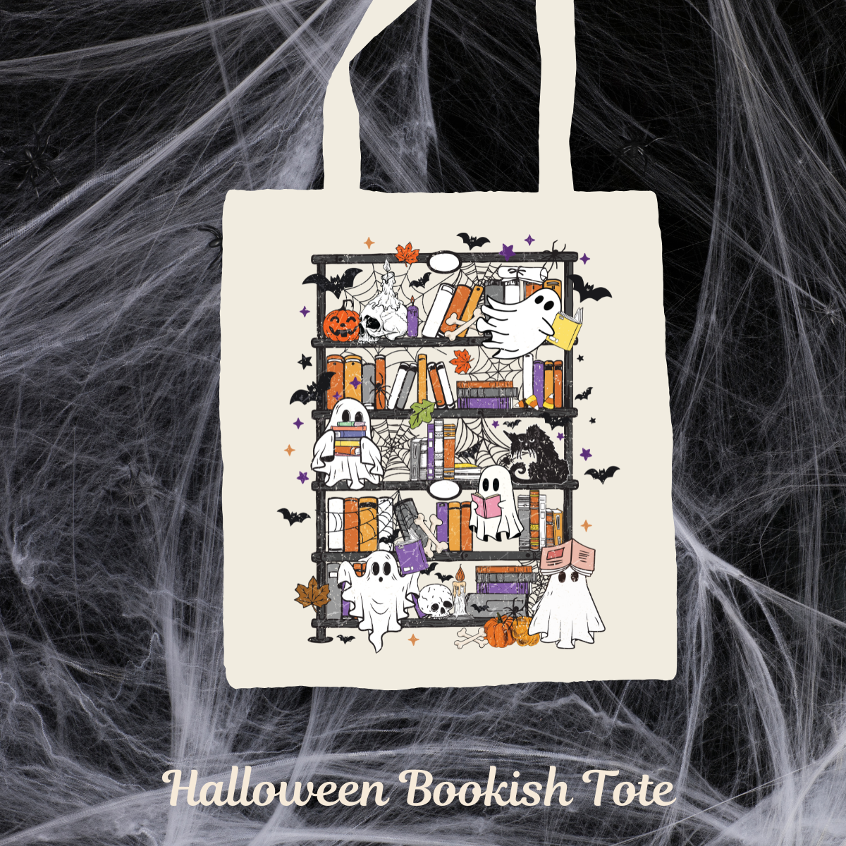 Halloween Bookish Tote Bag | Long Handle