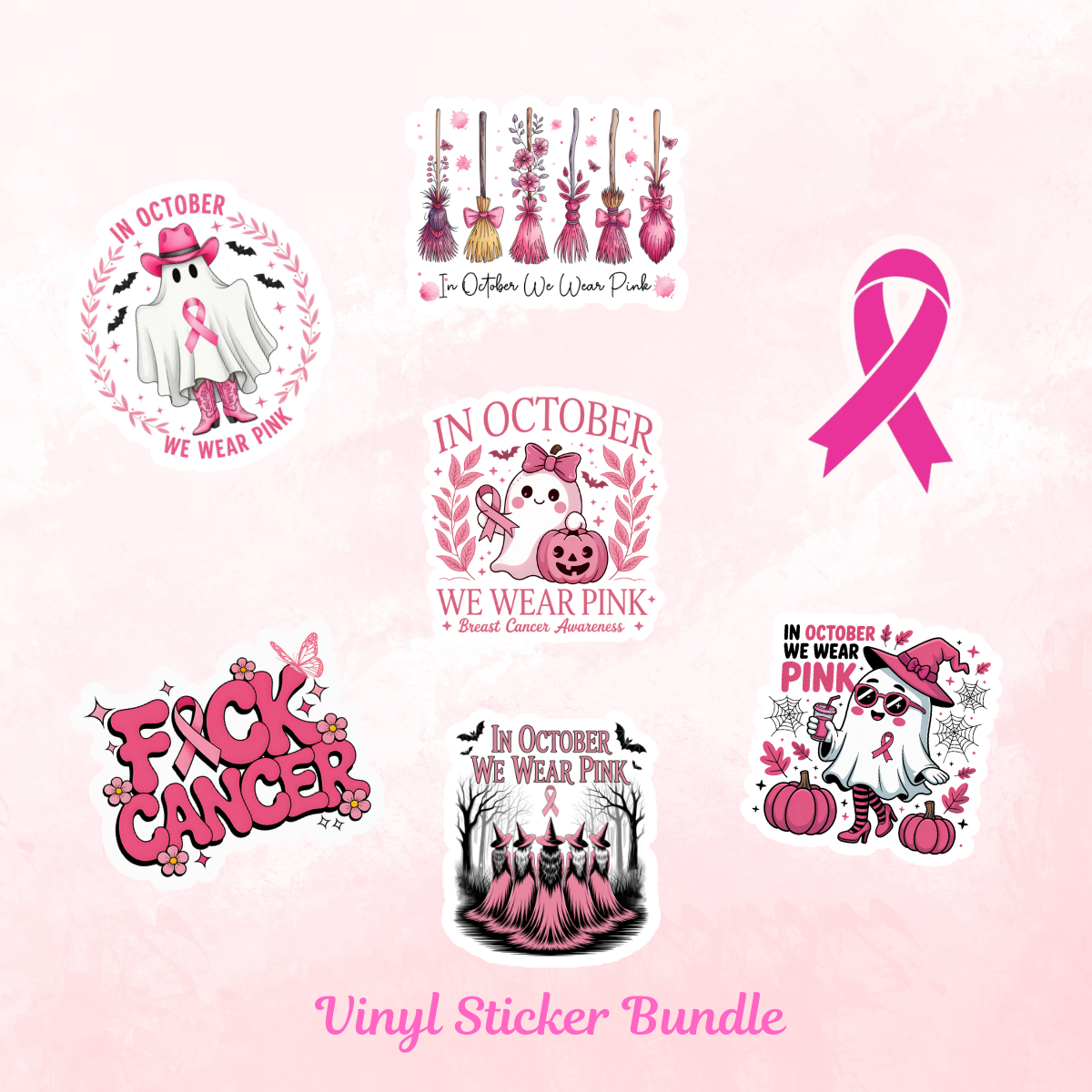 🎀 Breast Cancer Awareness Pink Bundle – Tote, Mug, Bookmark & Stickers (20% Donated to Cancer Research)