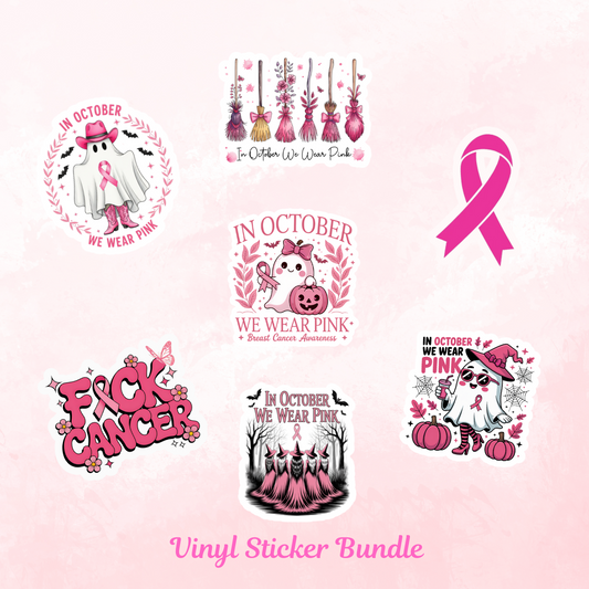 🎀 Breast Cancer Awareness Pink Bundle – Tote, Mug, Bookmark & Stickers (20% Donated to Cancer Research)