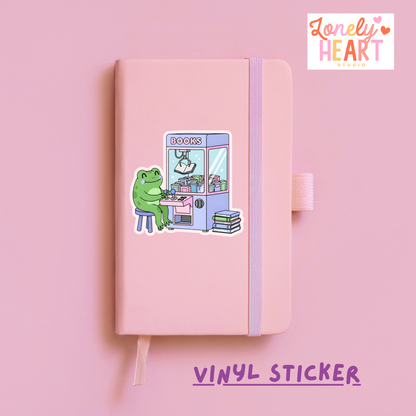 Bookish Claw Arcade Machine Vinyl Sticker – Cute Aesthetic 💜