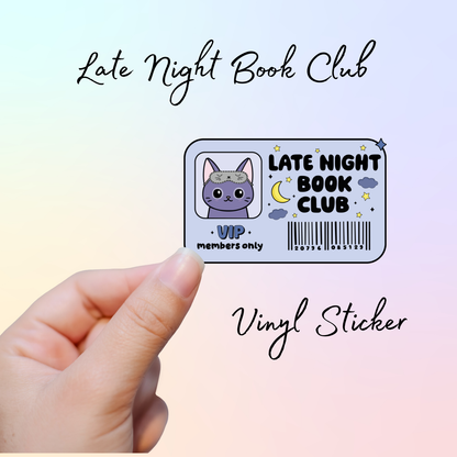Book Club Membership card Vinyl Stickers - Late Night, True Crime, Romance and Smutty