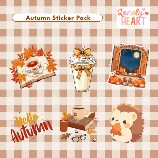 Autumn Sticker Pack - contains 6 die cut individual vinyl gloss stickers