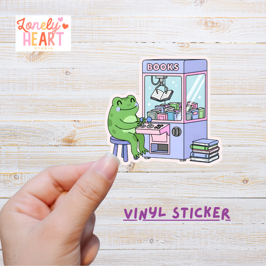 Bookish Claw Arcade Machine Vinyl Sticker – Cute Aesthetic 💜