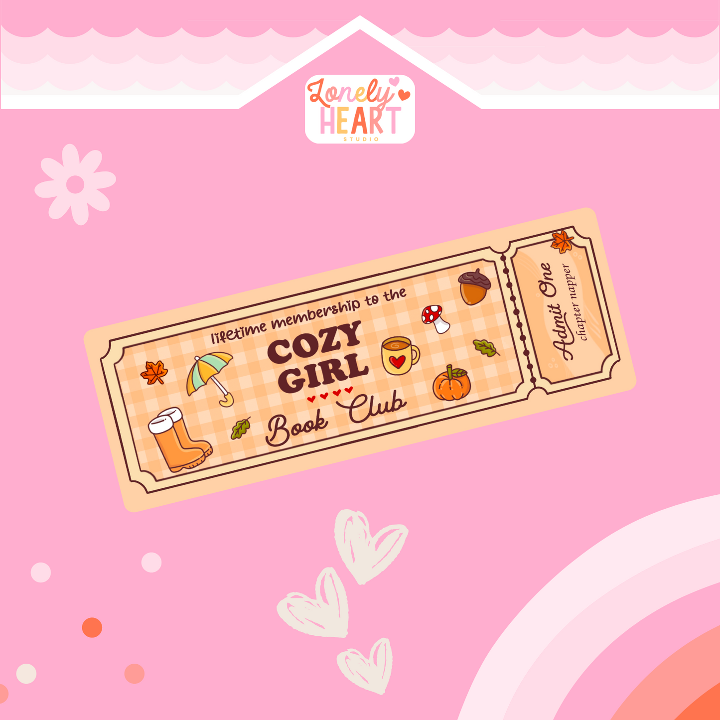 ✨ Lifetime Membership – Cozy Girl Book Club Bookmark ✨