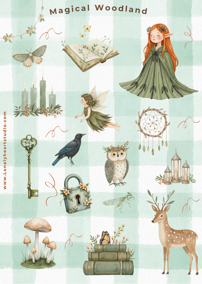 Magical Woodland Whimsical A6 Sticker Sheet