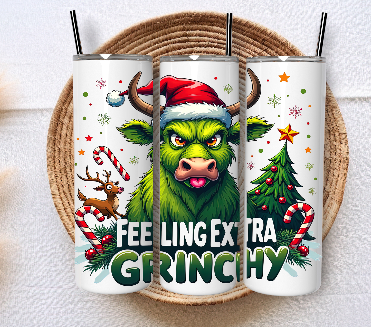 Christmas 20oz Tumbler – Festive Stainless Steel Insulated with metal straw - perfect for hot and cold drinks