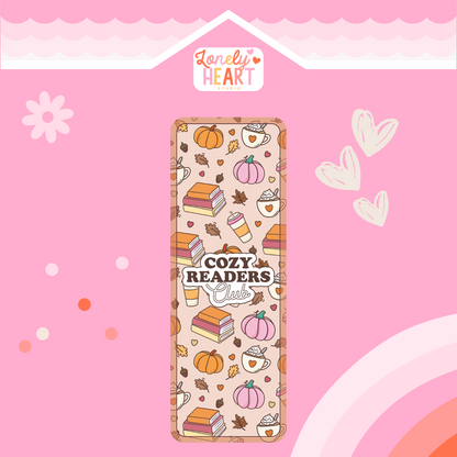 ☕ Cozy Readers Club Bookmark – Pumpkins, Books & Coffee 🎃📚✨