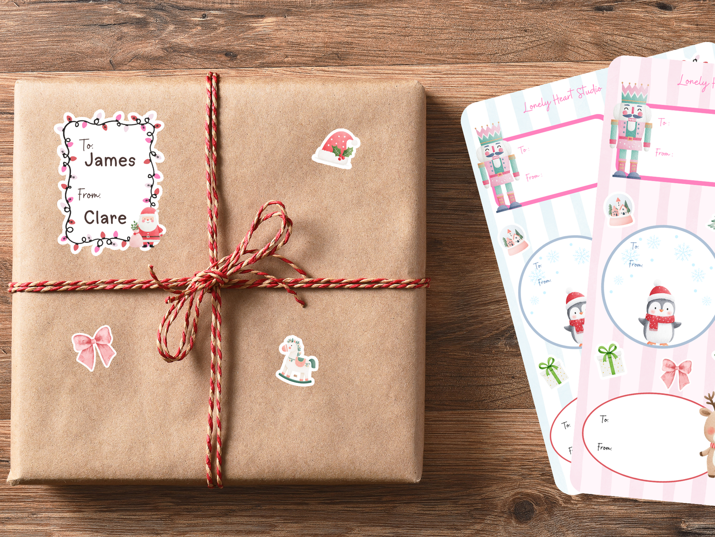 Christmas Holiday Sticker Gift Tags sheet - Cute, Seasonal Tags