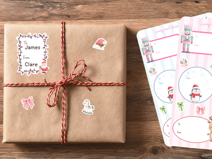 Christmas Holiday Sticker Gift Tags sheet - Cute, Seasonal Tags