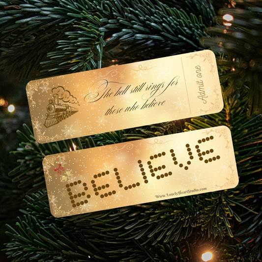Believe - Polar Express Luxury Double sided Gold Bookmark
