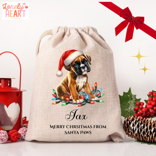 🎄 Personalised Dog Breed Christmas Santa Sack – Christmas Gift Bag